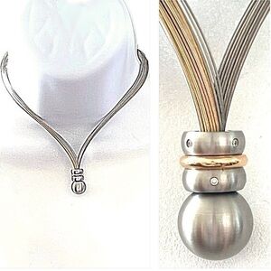 TeNo Genuine Diamond, Stainless Steel, & Gold Necklace!